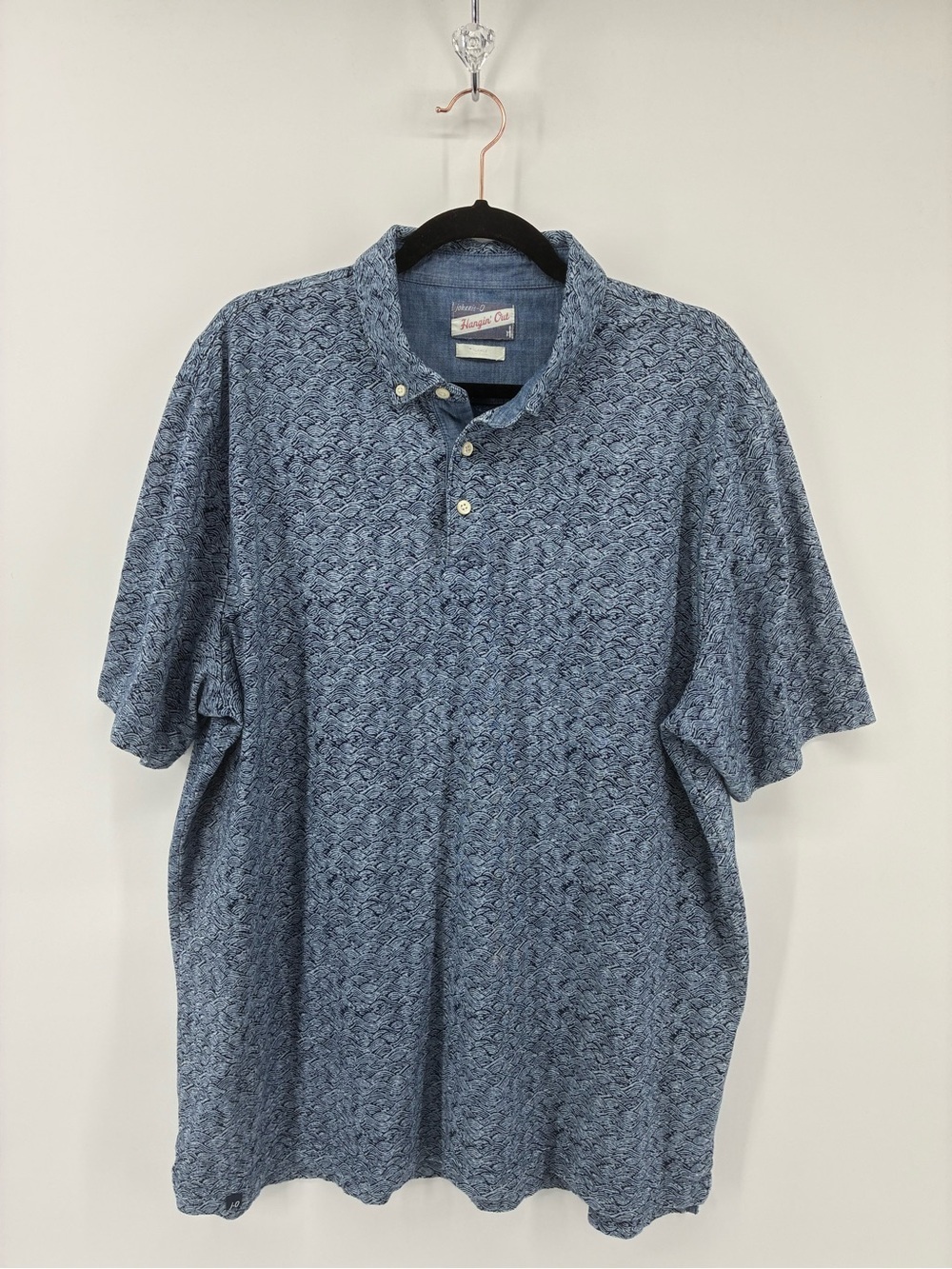 johnnie-O Blue Textured Short-Sleeve Polo